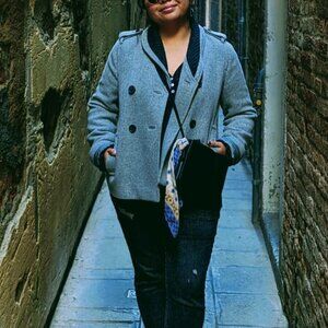 J. Crew Stadium Cloth by Nello Gori Gray Wool Blend Peacoat Women Size 8 Medium